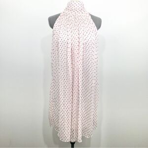 Freeway Red Polka Dot Pleated High Neck Chiffon Dress